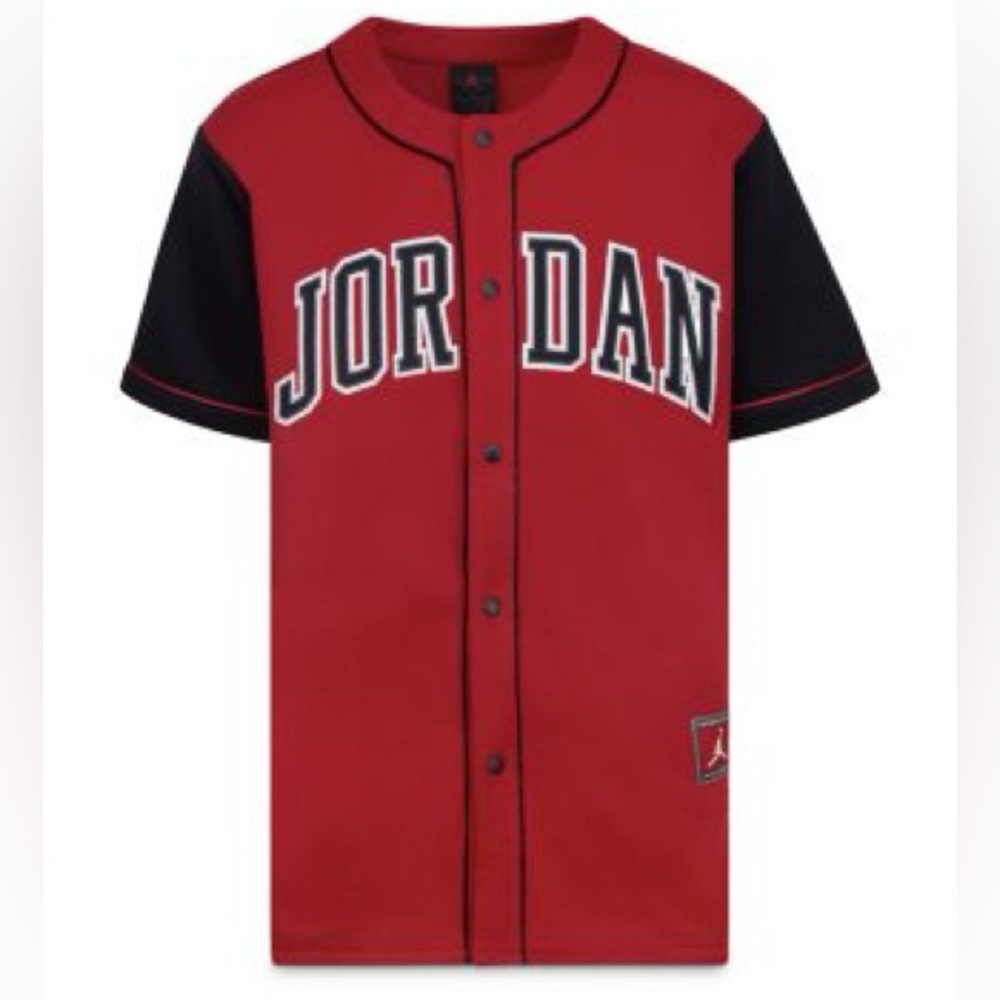 Jordan Red and Black Button-Up Jersey
